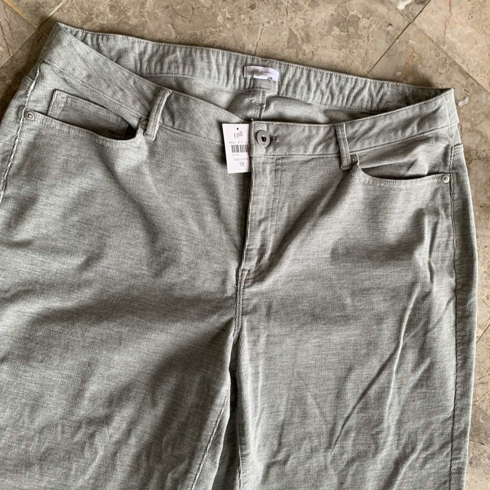 NWT J. Jill Corduroy Straight Leg Pants Size 18 Gray Stretch‎ Pockets
